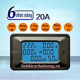 Đồng hồ đo điện AC 20A 6 chức năng (dòng, áp, công suất, hiệu suất, năng lượng, tần số)