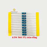Điện trở vạch 1/2W 56R 1% chân đồng (10c)