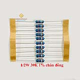 Điện trở vạch 1/2W 39K 1% chân đồng (10c)