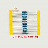 Điện trở vạch 1/2W 270K 1% chân đồng (10c)