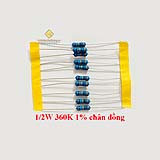 Điện trở vạch 1/2W 360K 1% chân đồng (10c)