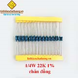 Điện trở vạch 1/4W 22K 1% chân đồng (50c)