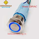 Nút nhấn giữ 16mm hợp kim chống nước có đèn 220V (màu xanh dương)