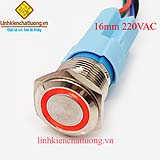 Nút nhấn giữ 16mm hợp kim chống nước có đèn 220V (màu đỏ)