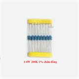 Điện trở vạch 1/4W 200K 1% chân đồng (50 chiếc)