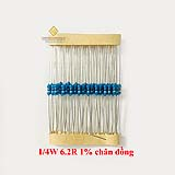 Điện trở vạch 1/4W 6.2R 1% chân đồng (50c)