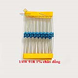 Điện trở vạch 1/4W 91R 1% chân đồng (50c)