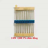 Điện trở vạch 1/4W 120R 1% chân đồng (50c)