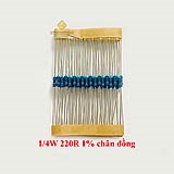 Điện trở vạch 1/4W 220R 1% chân đồng (50c)