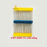 Điện trở vạch 1/4W 620R 1% chân đồng (50c)