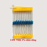 Điện trở vạch 1/4W 750R 1% chân đồng (50c)