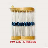 Điện trở vạch 1/4W 2.7K 1% chân đồng (50c)