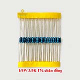 Điện trở vạch 1/4W 3.9K 1% chân đồng (50c)