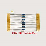 Điện trở vạch 1/4W 10K 1% chân đồng (50c)