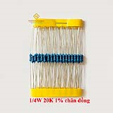 Điện trở vạch 1/4W 20K 1% chân đồng (50c)