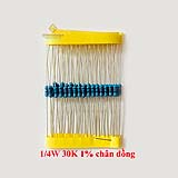 Điện trở vạch 1/4W 30K 1% chân đồng (50c)