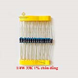 Điện trở vạch 1/4W 33K 1% chân đồng (50c)