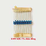 Điện trở vạch 1/4W 62K 1% chân đồng (50c)