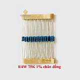 Điện trở vạch 1/4W 75K 1% chân đồng (50c)