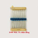 Điện trở vạch 1/4W 91K 1% chân đồng (50c)