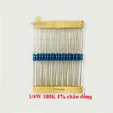 Điện trở vạch 1/4W 100K 1% chân đồng (50c)