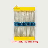 Điện trở vạch 1/4W 120K 1% chân đồng (50c)