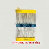 Điện trở vạch 1/4W 200K 1% chân đồng (50c)