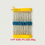 Điện trở vạch 1/4W 820K 1% chân đồng (50c)