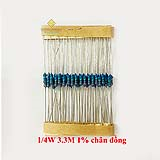 Điện trở vạch 1/4W 3.3M 1% chân đồng (50c)