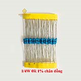 Điện trở vạch 1/4W 0R 1% chân đồng (50c)